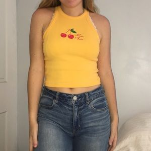 Yellow Cropped Tank Top